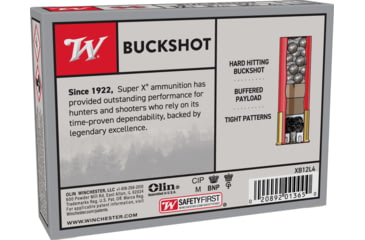 Image of Winchester Super-X Shotshell 12 Gauge 54 Pellets 3.5in Centerfire Shotgun Buckshot Ammo, 5 Rounds, XB12L4