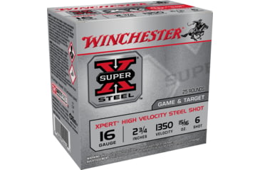 Image of Winchester Super-X Shotshell 16 Gauge 15/16 oz 2.75" Centerfire Shotgun Ammo, 25 Round, WE16GT6