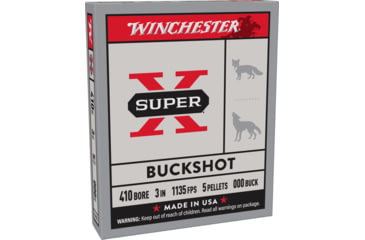 Image of Winchester Super-X Shotshell 410 Bore 5 Pellets 3in Centerfire Shotgun Buckshot Ammo, 5 Rounds, XB413