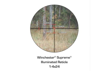 Image of Winchester Supreme Optics 1-4x24mm 30mm Tube IR Rifle Scope, Second Focal Plane, Illuminated Etched Reticle, Black, 1-4x24IR