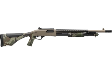Image of Winchester SXP Defender 3in Field Pump Shotgun, 12 Gauge, 18in BBL, Synthetic FDE/Woodland Stock, Blade Front Sight, FDE, 512460395