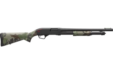 Image of Winchester SXP Defender 3in Tactical Pump Shotgun, 12 Gauge, 18in BBL, Synthetic Hybrid Woodland Stock, Truglo Front Fiber Optic Sight, Black, 512442395