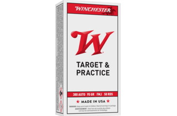 Image of Winchester USA, .380 ACP, 95 Grain, FMJ, Brass Case, Centerfire Pistol Ammo, 50 Rounds Box, Q4206