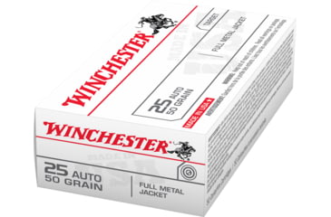 Image of Winchester USA Handgun .25 ACP 50 grain Full Metal Jacket Centerfire Pistol Ammo, 50 Rounds, Q4203