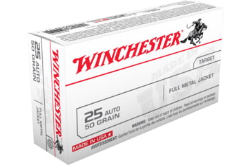 Image of Winchester USA Handgun .25 ACP 50 grain Full Metal Jacket Centerfire Pistol Ammo, 50 Rounds, Q4203