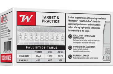 Image of Winchester USA Handgun, .40 S&amp;W, 165 grain, Full Metal Jacket, Brass, Centerfire Pistol Ammo, 100 Rounds, USA40SWVP