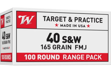 Image of Winchester USA Handgun, .40 S&amp;W, 165 grain, Full Metal Jacket, Brass, Centerfire Pistol Ammo, 100 Rounds, USA40SWVP
