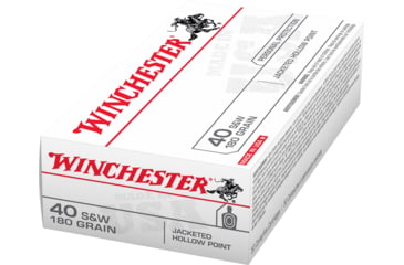 Image of Winchester USA Handgun .40 S&amp;W 180 grain Jacketed Hollow Point Brass Cased Centerfire Pistol Ammo, 50 Rounds, USA40JHP