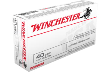 Image of Winchester USA Handgun .40 S&amp;W 180 grain Jacketed Hollow Point Brass Cased Centerfire Pistol Ammo, 50 Rounds, USA40JHP