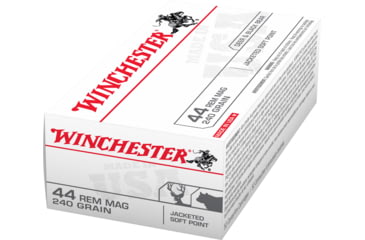 Image of Winchester USA Handgun .44 Magnum 240 grain Jacketed Soft Point Brass Cased Centerfire Pistol Ammo, 50 Rounds, Q4240
