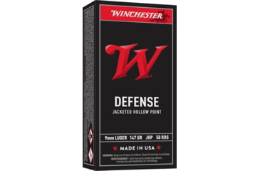 Image of Winchester USA Handgun 9 mm Luger 147 grain Jacketed Hollow Point Centerfire Pistol Ammo, 50 Rounds, USA9JHP2