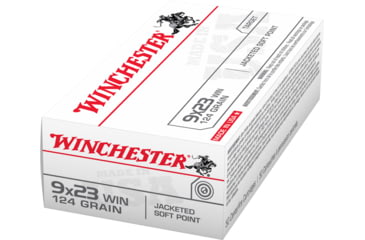 Image of Winchester USA Handgun 9x23mm Winchester 124 grain Jacketed Flat Point Brass Cased Centerfire Pistol Ammo, 50 Rounds, Q4304