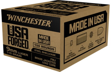 Image of Winchester USA Handgun FORGED 9 mm Luger 115 grain Full Metal Jacket Centerfire Pistol Ammo, 150 Rounds, WIN9S