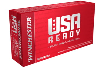Image of Winchester USA READY .45 ACP 230 grain Full Metal Jacket Flat Nose Centerfire Pistol Ammo, 50 Rounds, RED45