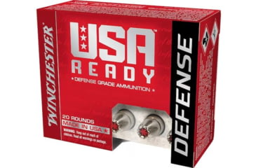 Image of Winchester USA READY DEFENSE 9mm Luger +P 124 Grain Hex-Vent Brass Pistol Ammo, 50 Rounds, RED9HP50