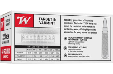 Image of Winchester USA RIFLE .223 Remington 45 grain Jacketed Hollow Point Centerfire Rifle Ammo, 40 Rounds, USA2232