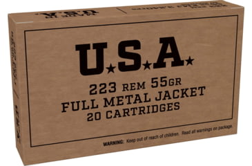 Image of Winchester USA .223 Remington 55 Grain Full Metal Jacket Brass Cased Rifle Ammo, 20 Rounds, SG223KW