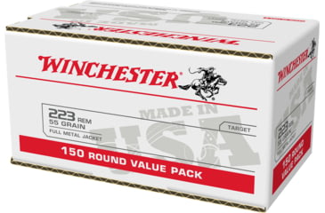 Image of Winchester USA RIFLE .223 Remington 55 Grain Full Metal Jacket Brass Cased Centerfire Rifle Ammo, 150 Rounds, W223150