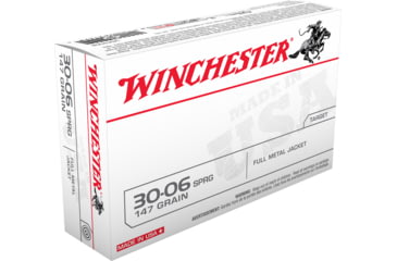 Image of Winchester USA RIFLE .30-06 Springfield 147 grain Full Metal Jacket Centerfire Rifle Ammo, 20 Rounds, USA3006