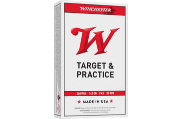 Image of Winchester USA RIFLE .308 Winchester 147 grain Full Metal Jacket Boat Tail Centerfire Rifle Ammo, 20 Rounds, USA3081