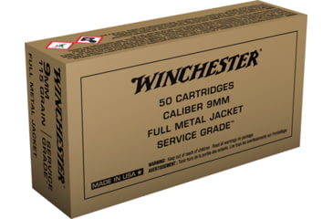 Image of Winchester USA Service grainade Handgun Ammo, 9 mm Luger, Full Metal Jacket, 115 grain, 50 Rounds, SG9W