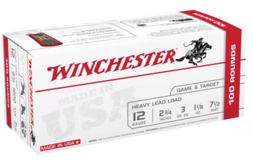 Image of Winchester USA Shotshell, 12 Gauge, 1 1/8 oz, 2 3/4 in, Size 7.5, Centerfire Shotgun Ammo, 100, USA127VP