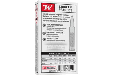 Image of Winchester USA White Box .223 Remington 62 Grain Full Metal Jacket Brass Rifle Ammo, 20 Rounds, USA223R3