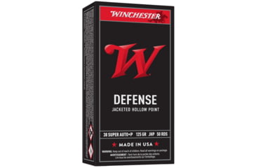 Image of Winchester USA White Box 38 Super Auto 125 Grain Jacketed Hollow Point Brass Pistol Ammo, 50 Rounds, USA38AJHP