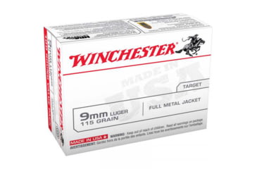 Image of Winchester USA White Box 9mm Luger 115 Grain Full Metal Jacket Brass Pistol Ammo, 500 Rounds, USA9MMVP5