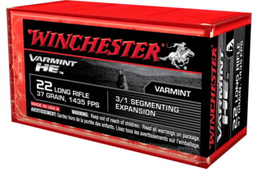Image of Winchester Varmint HE .22 Long Rifle 37 grain 3/1 Fragmenting Hollow Point Rimfire Ammo, 50 Rounds, S22LRFSP