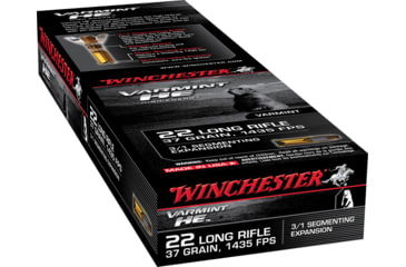 Image of Winchester Varmint HE .22 Long Rifle 37 grain 3/1 Fragmenting Hollow Point Rimfire Ammo, 50 Rounds, S22LRFSP