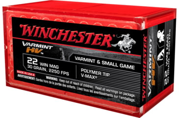 Image of Winchester Varmint HV .22 Winchester Magnum Rimfire 30 grain Polymer Tip Rimfire Ammo, 50 Rounds, S22M2PT