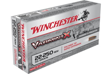 Image of Winchester Varmint X RIFLE .22-250 Remington 55 grain Rapid Expansion Polymer Tip Centerfire Rifle Ammo, 20 Rounds, X22250P