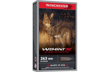 Image of Winchester Varmint X .243 Winchester 65 Grain Rifle Ammo, 20 Rounds, Brass/Copper, X243PXP