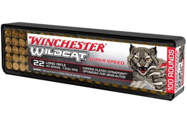 Image of Winchester Wildcat Super Speed 22 LR 40 Grain Hollow Point Brass Cased Rimfire Ammo, 100 Rounds, WW22LRSSD