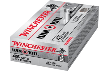 Image of Winchester WIN1911 .45 ACP 230 grain Jacketed Hollow Point Centerfire Pistol Ammo, 50 Rounds, X45P