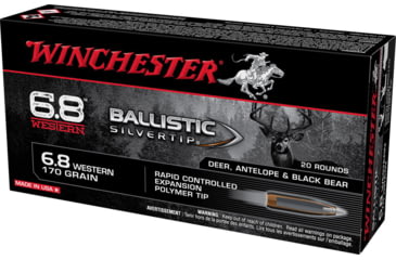 Image of Winchester Ballistic Silvertip 6.8 Western 170 Grain Rapid Controlled Expansion Polymer Tip Brass Cased Centerfire Rifle Ammo, 20 Rounds, WINCSBST68W