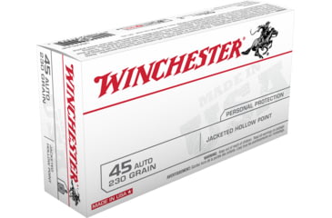 Image of Winchester .45 ACP 230 grain Jacketed Hollow Point Centerfire Pistol Ammo, 50 Rounds, USA45JHP