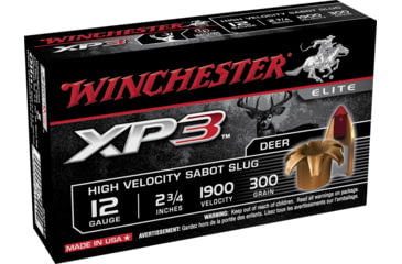 Image of Winchester XP3 12 Gauge 300 grain 2.75in Centerfire Shotgun Slug Ammo, 5 Rounds, SXP12