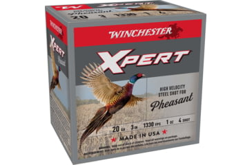 Image of Winchester Xpert Steel Pheasant 20 Gauge 1oz 3in Size 4 Centerfire Shotgun Ammo, 25 Rounds, WEXP2034