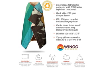 Image of Wingo Outdoors Convertible Blanket, Grand Teton, W-BLK-107-OS