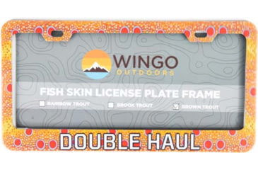 Image of Wingo Outdoors License Plate Frame, Brown Trout, Double Haul, 12 x 7 inches, W-LIC-104-DH