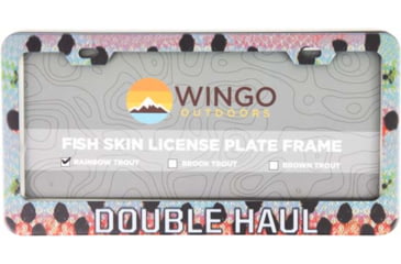 Image of Wingo Outdoors License Plate Frame, Rainbow Trout, Double Haul, 12 x 7 inches, W-LIC-112-DH