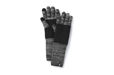 Image of Smartwool Winter Valley Stripe Glove-Unisex, Black-Light Gray Donegal, Unisex Medium, SW000451A89-1FM