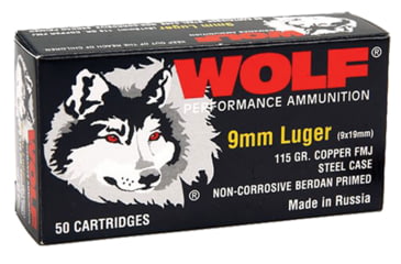 Image of Wolf 919FMJ PolyFormance 9mm Luger 115 Gr Full Metal Jacket FMJ 50 Bx/ 10 Cs