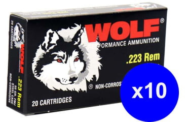 Image of Wolf Ammo, .223 Remington, 55 grain, Full Metal Jacket, Bimetal, Centerfire Rifle Ammo, 20, 22355WFMJ