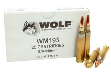 Image of Wolf Ammo 5.56x45mm 55 grain Full Metal Jacket Rifle Ammo,20 Rounds, GWM193