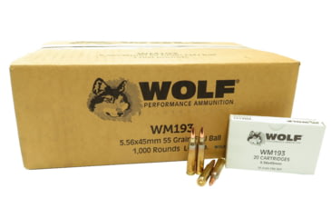Image of Wolf Ammo 5.56x45mm 55 grain Full Metal Jacket Rifle Ammo,20 Rounds, GWM193