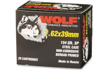Image of Wolf Ammo 7.62x39mm 154 Grain Soft Point Steel Rifle Ammo , 20 Rounds, 762WSP