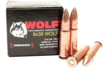 Image of Wolf Ammo 9x39 254 Grain Full Metal Jacket Steel Rifle Ammo , 20 Rounds, 9x39WFMJ2